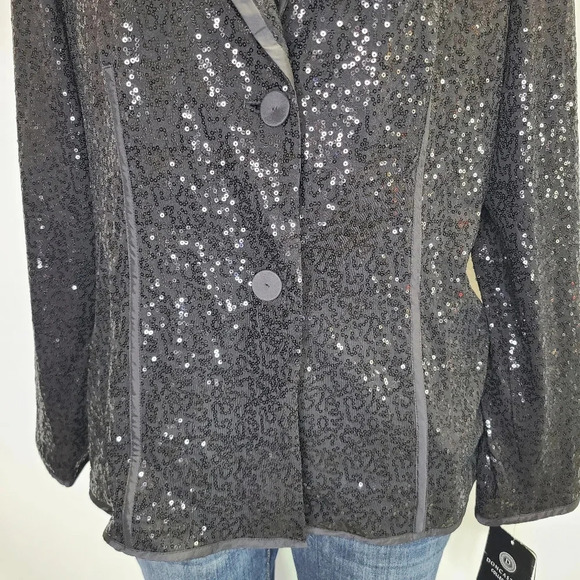 Doncaster Collection Black Sequins Sequined Blazer Jacket 18 Holiday Evening - Picture 8 of 16
